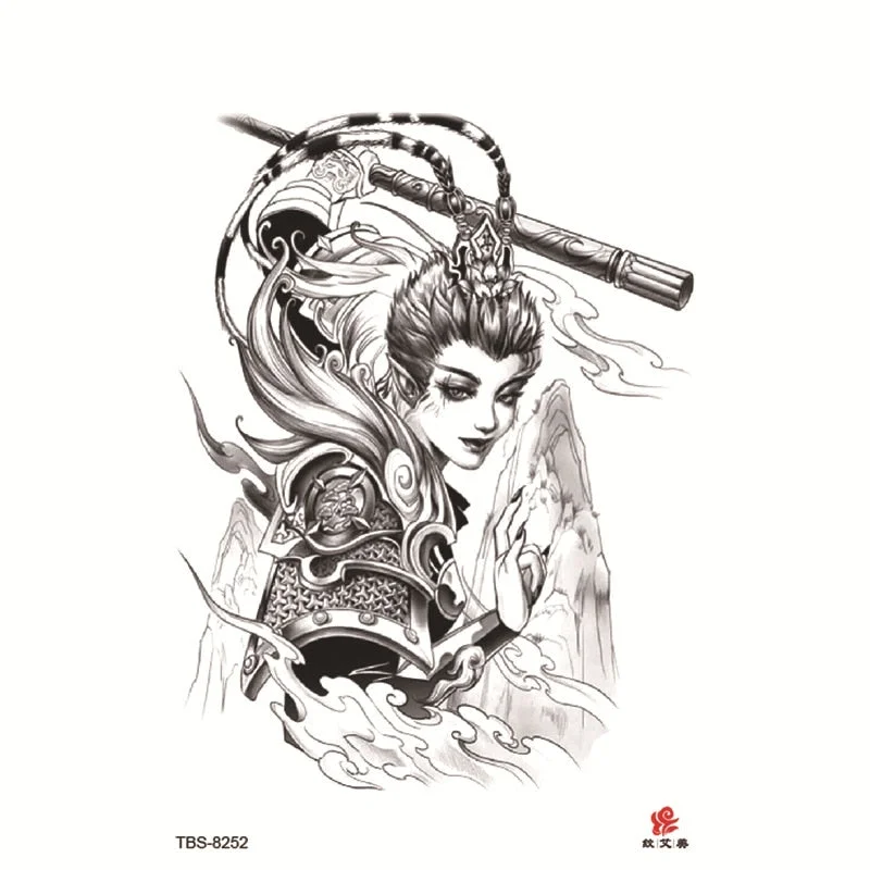 Waterproof Temporary Tattoo Sticker Warrior Girl Flash Tattoos Beauty Portrait Angel Body Art Arm Fake Tatoo Women arm tattoo