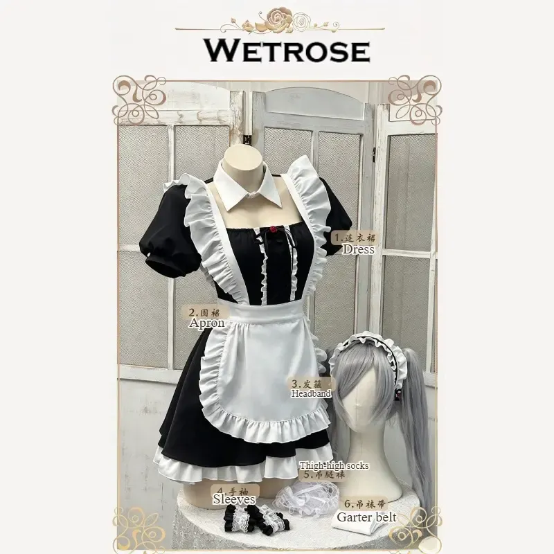 [Wetrose] In Stock Nikke Cinderella Glass Curtsy Maid Game Outfit Cosplay Costume