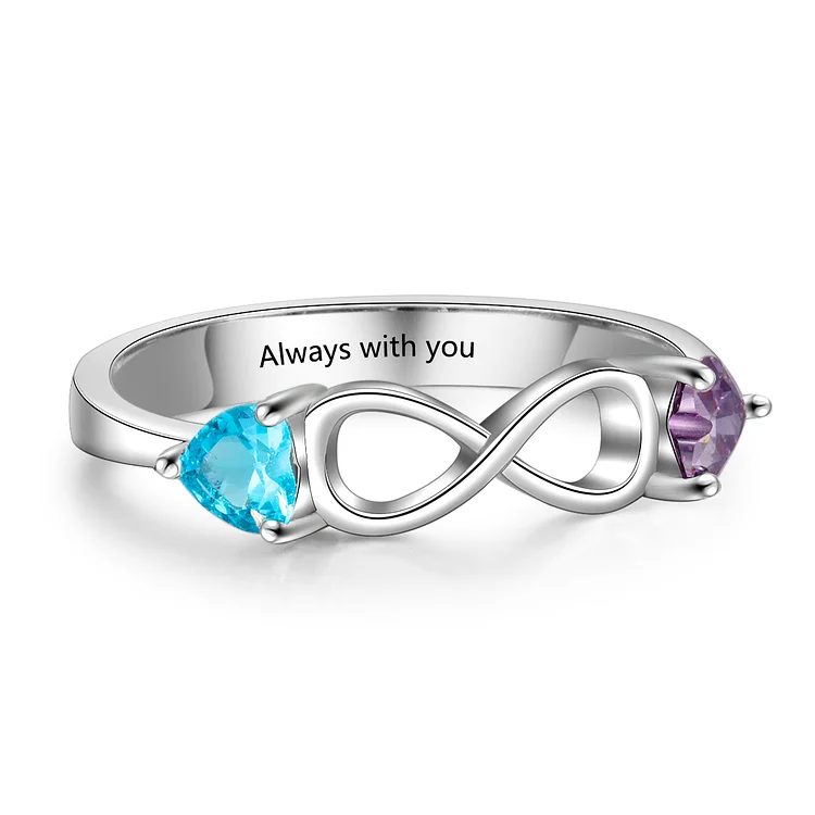 S925 Silver Ring Personalized 2 Birthstones Infinity Ring With Names Gifts For Her