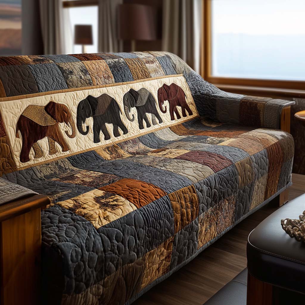 Calm Elephant Quilted Sofa Cover NCU0NT10852 everthome