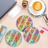 (US Local)[Upgrade]4Pcs Acrylic Special Shape Flower DIY Waterproof Diamond Painting Coaster