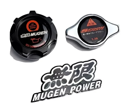 Dronehint BLACK OIL CAP + RADIATOR CAP SPOON SPORTS FOR HONDA & ACURA MUGEN RED SI EG Parts
