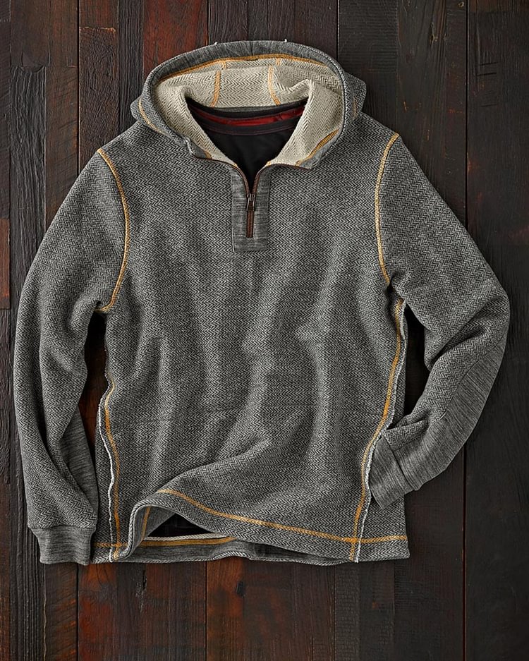 Casual knitted contrast sports hoodie