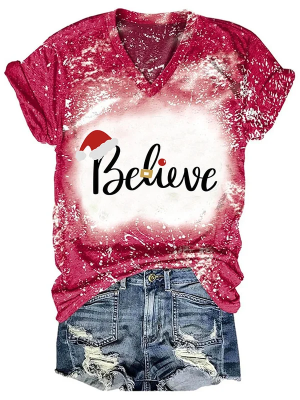 Christmas Tie Dye Print Short Sleeve T-Shirt