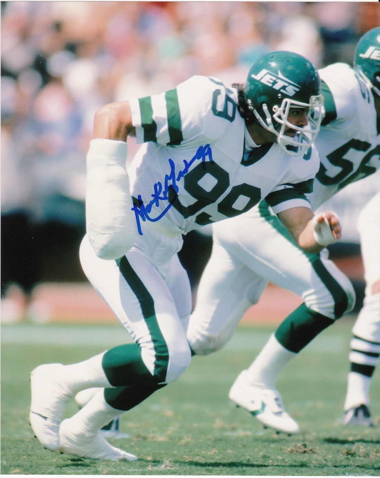 MARK GASTINEAU NEW YORK JETS ACTION SIGNED 8x10