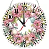 Rosa Kranz 2D flache DIY-Acryl-Diamantmaler-Uhrenanh&auml;nger mit Uhrenfunktion 9,65x9,65 Zoll f&uuml;r W&auml;nde oder Fensterdekorationen zu Hause