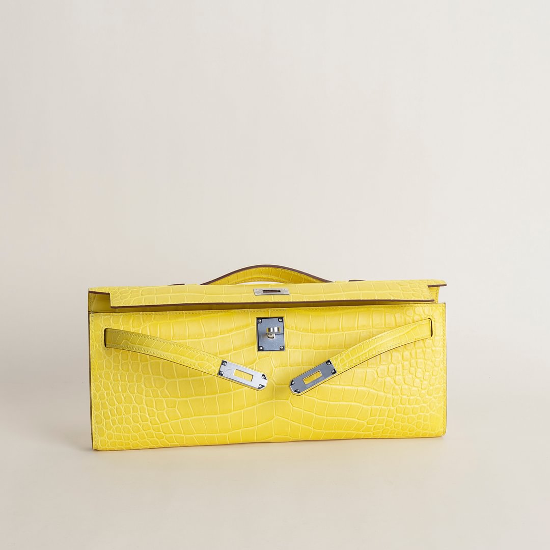 Kelly cut Matte Porosus Crocodile 9R Lime PHW