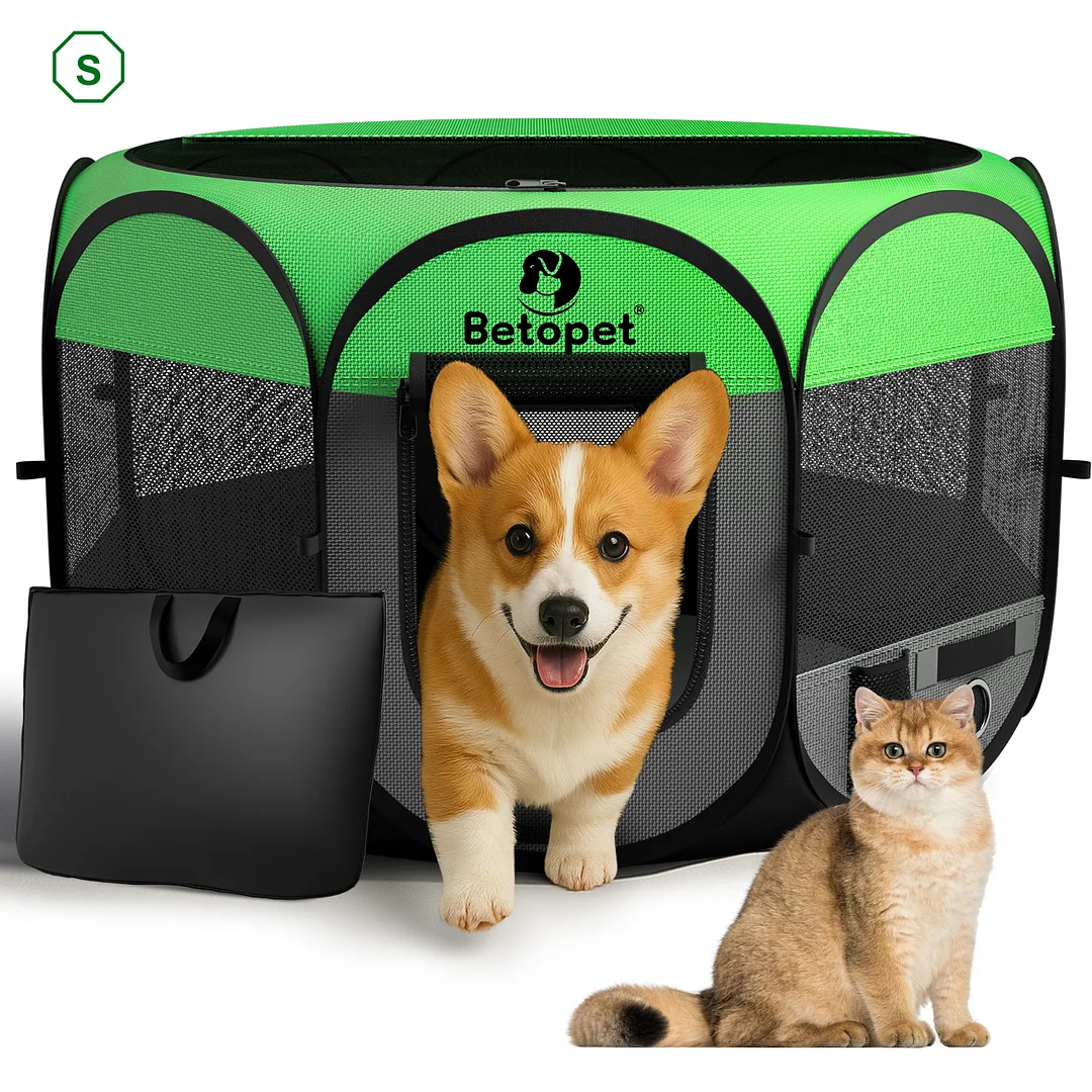 BEBANG Pop up Dog Playpen, Foldable Portable Pet Playpen for Dogs Cats Puppies Rabbits Chickens, Pet Tent for Indoor Outdoor Travel Camping, S