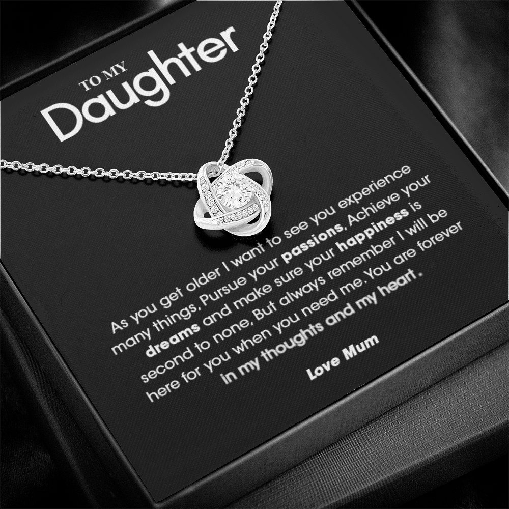 To My Precious Daughter Silver Love Knot Necklace