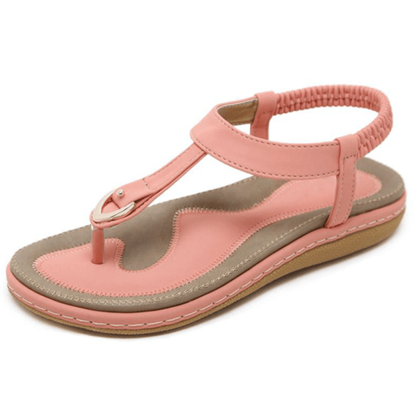 Ladies Metal Buckle Flat Open Toe Round Head Clip-on Sandals shopify Stunahome.com
