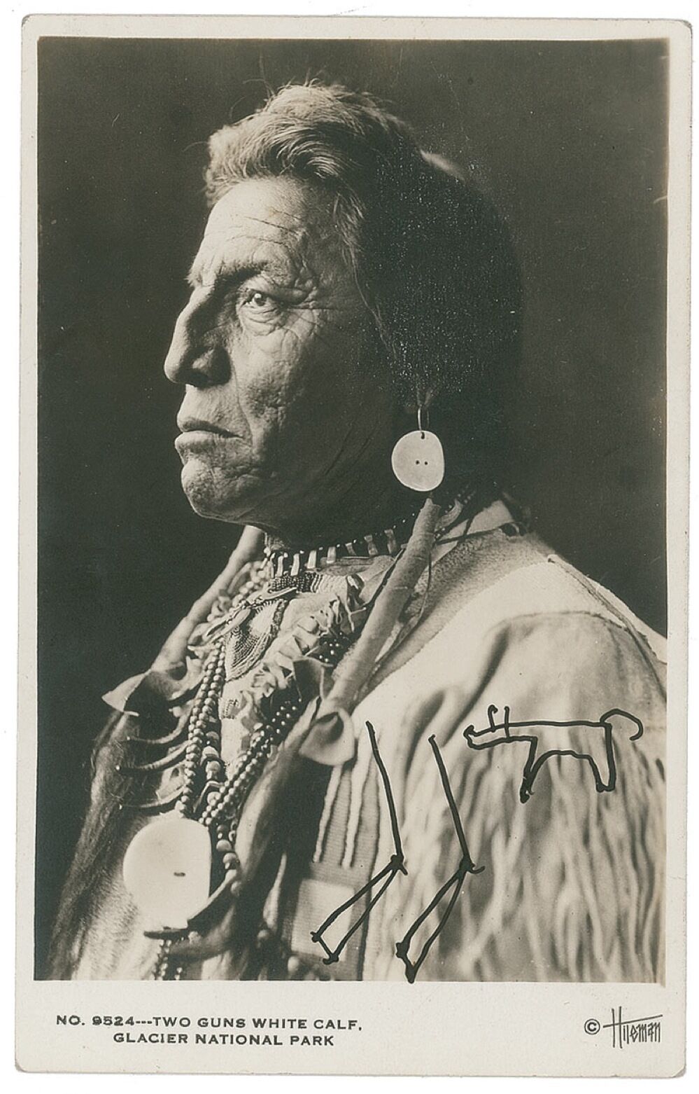 Blackfoot 'Chief Two Guns White Calf' Signed Photo Poster paintinggraph American Indian preprint