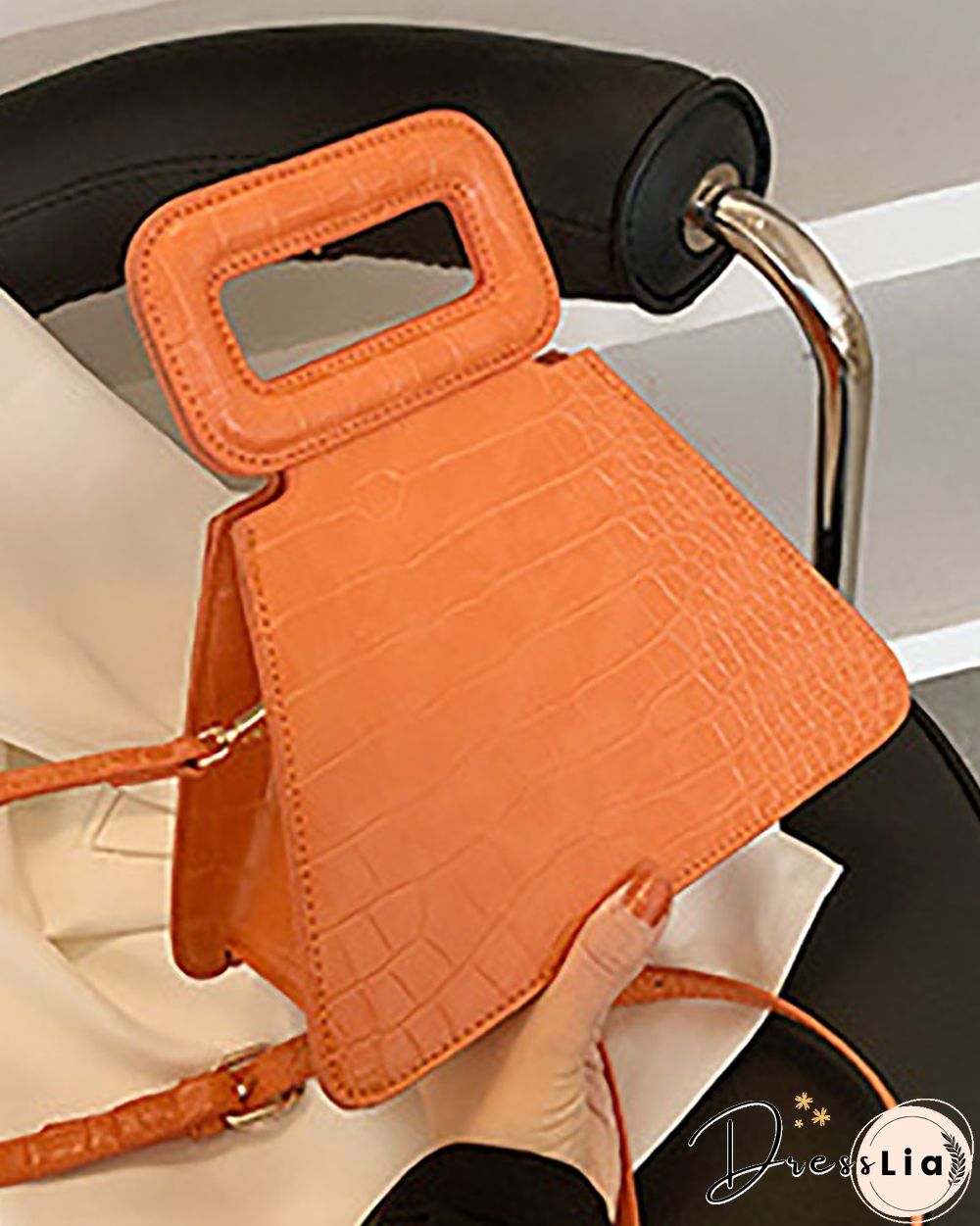 Croc Embossed Satchel Bag