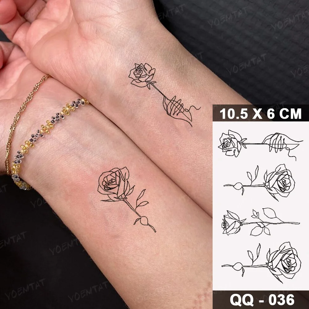 Sdrawing Plant Waterproof Temporary Tattoo Sticker Woman Girl Man Color Flower Flash Tatoo Ankle Body Art Transferable Fake Tatto