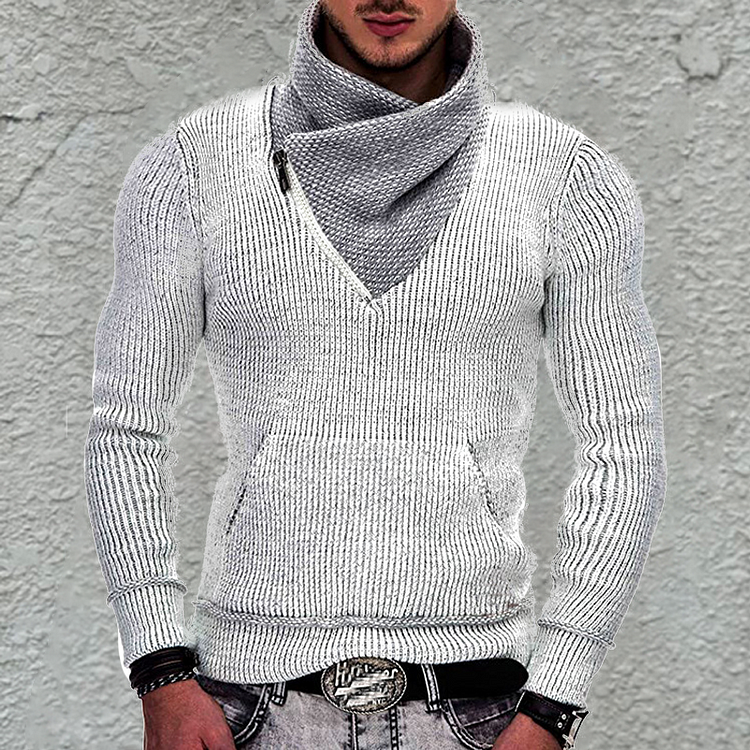 Men's Casual Fashion Stitching Turtleneck Sweater