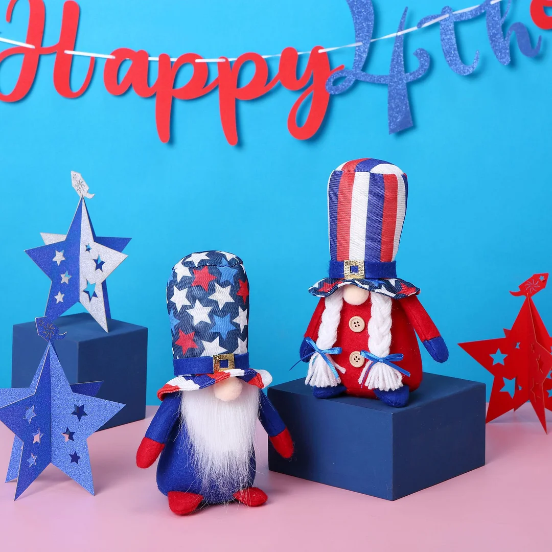 2022 American Flag Independence Day Striped Pentagram Gnome Doll Elf Doll Ornament Home Decoration