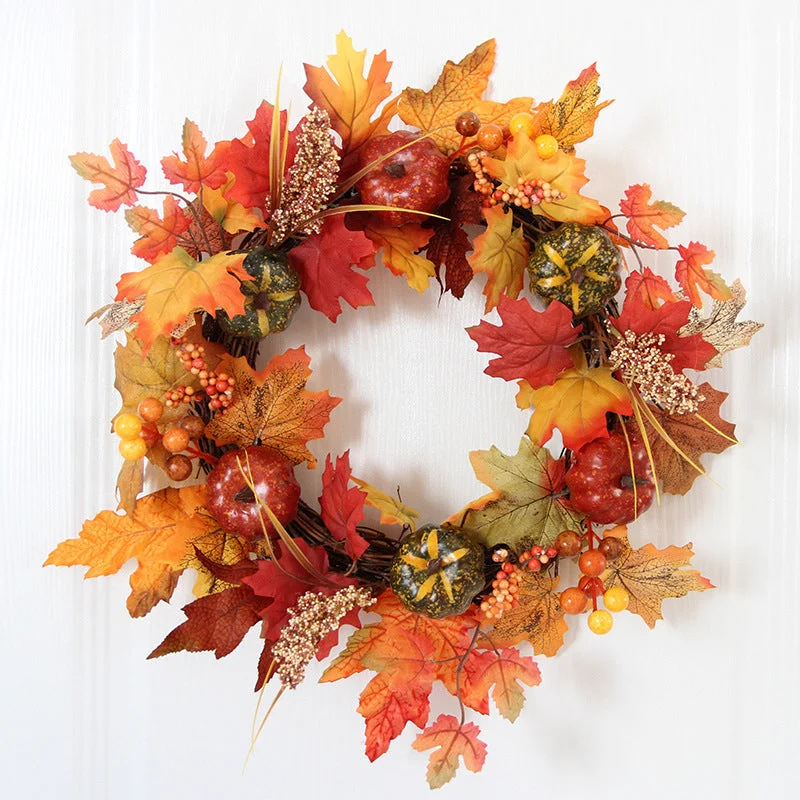 Maple Leaves And Pine Cones Pumpkin Wreath Outdoor Fall Wreath