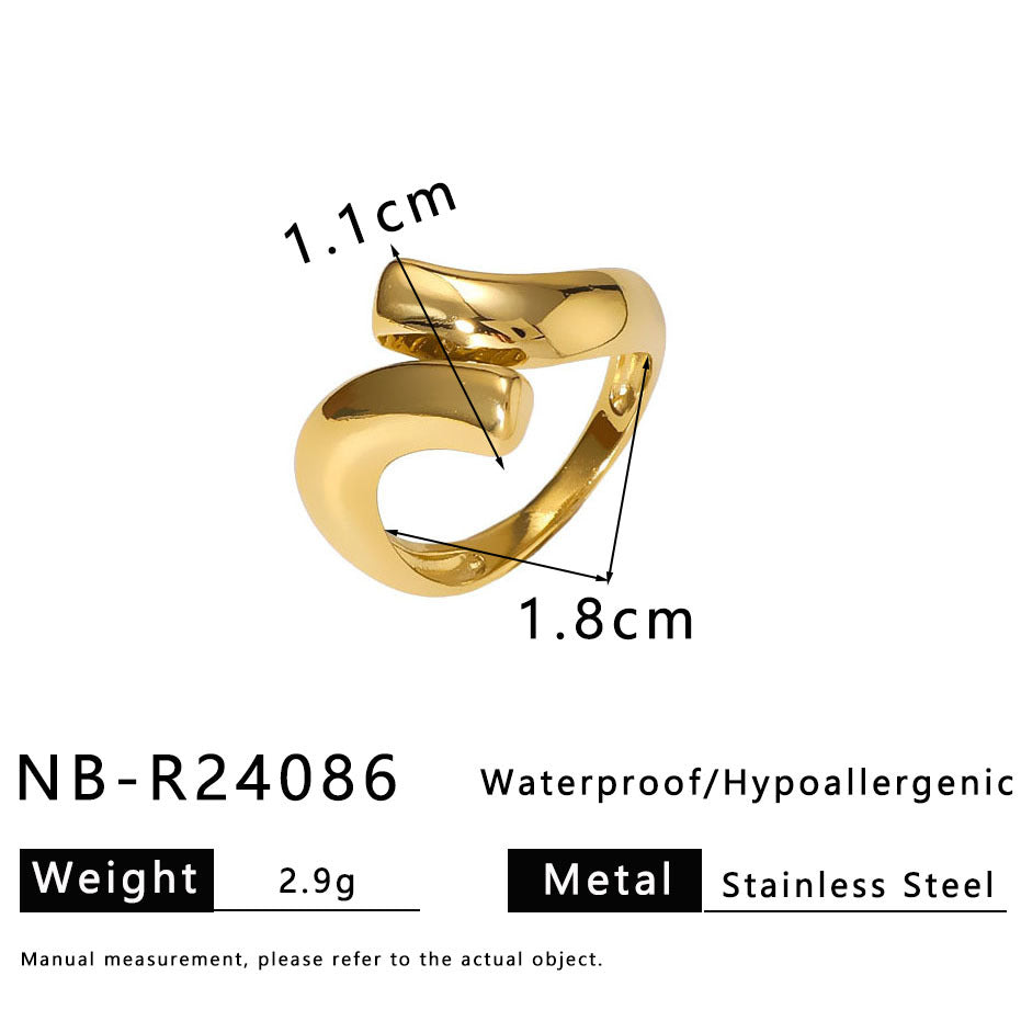 2025 Popular Hand Jewelry Geometric Stainless Steel Texture Line Knot Ring Female Ring