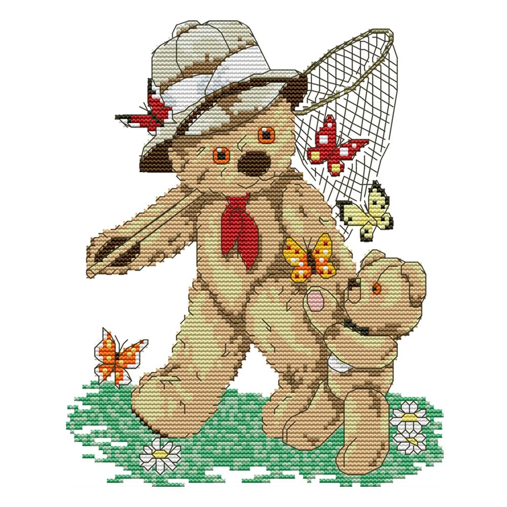 

Daddy Bear And Little Bear - 14CT Stamped Cross Stitch - 22*28cm, 501 Original