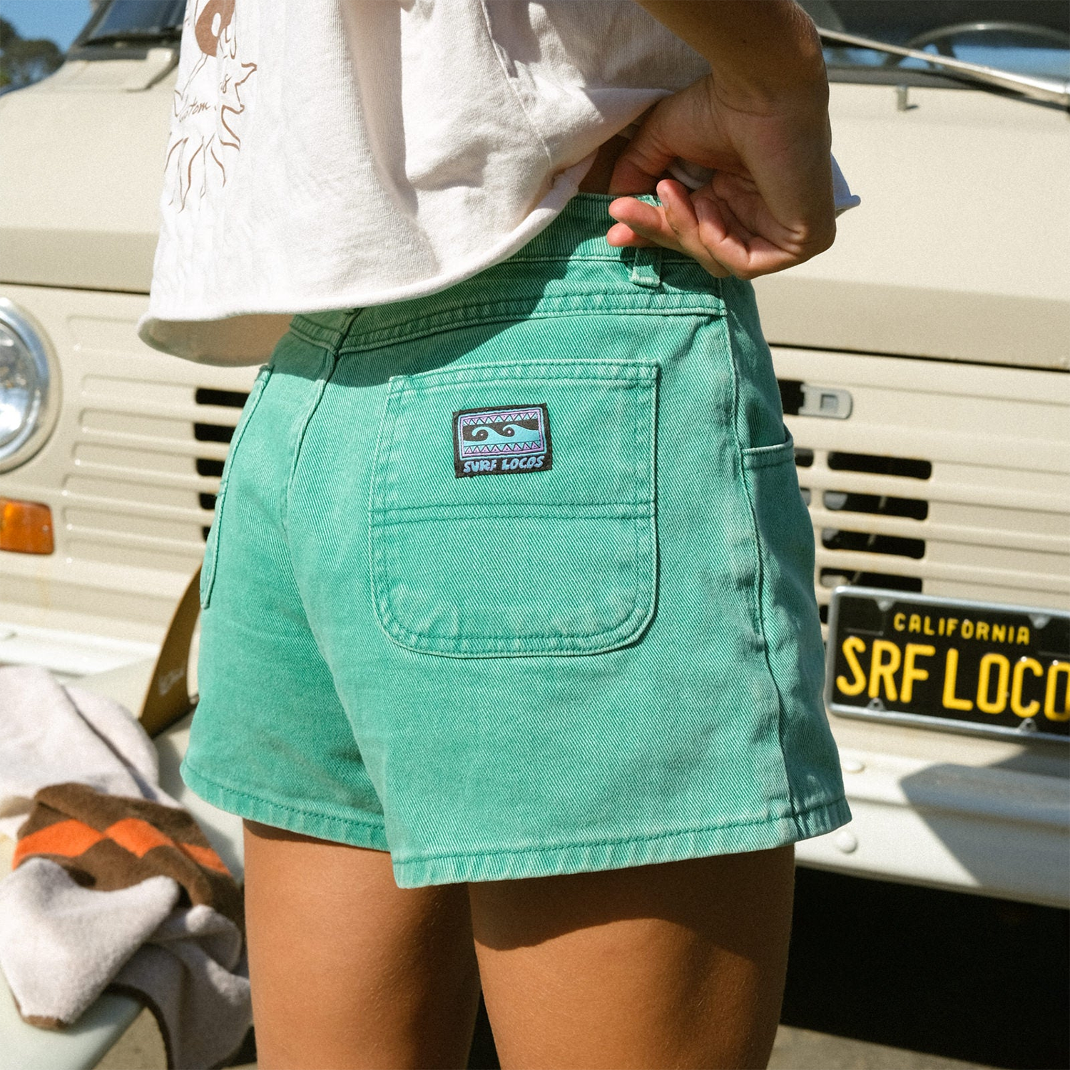 Vintage Casual Ladies Shorts Holiday Seaside Washed Surf Shorts Skateboard Shorts