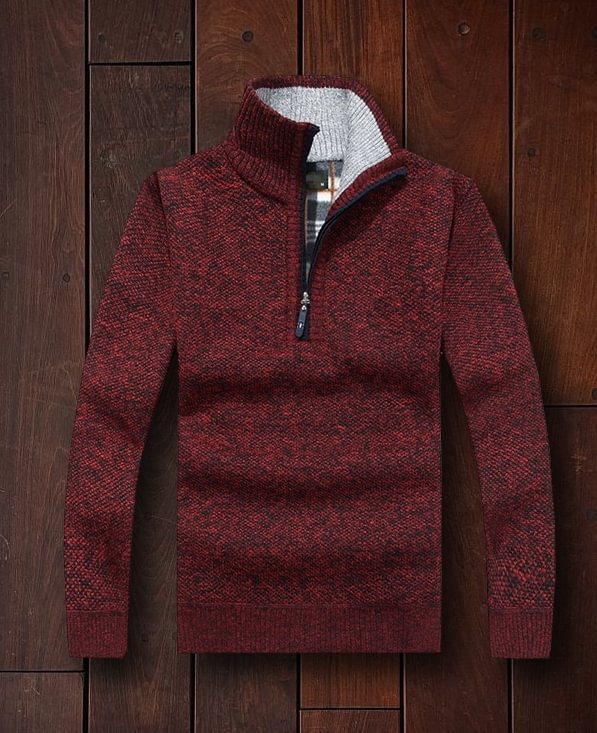 Men's Knitwear Loose Pullover Stand Collar Half Zip Top