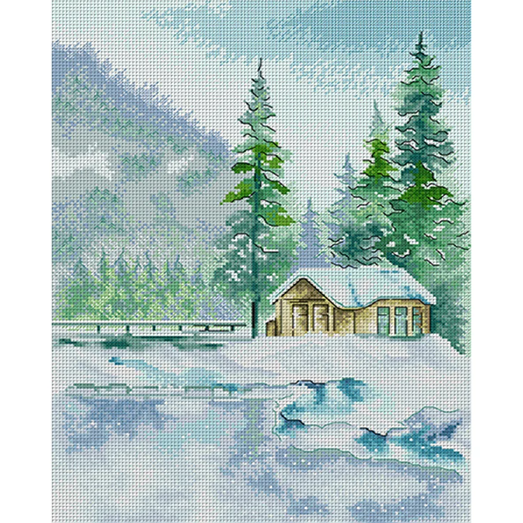 Spring Brand - Lakeside Cottage 11CT Stamped Cross Stitch 45*56CM