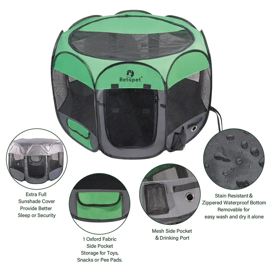 BEBANG Pop up Dog Playpen, Portable Pet Playpen for Cat, Puppies, Rabbits, Chickens, Foldable Pet Tent for Indoor Outdoor Travel Camping, M