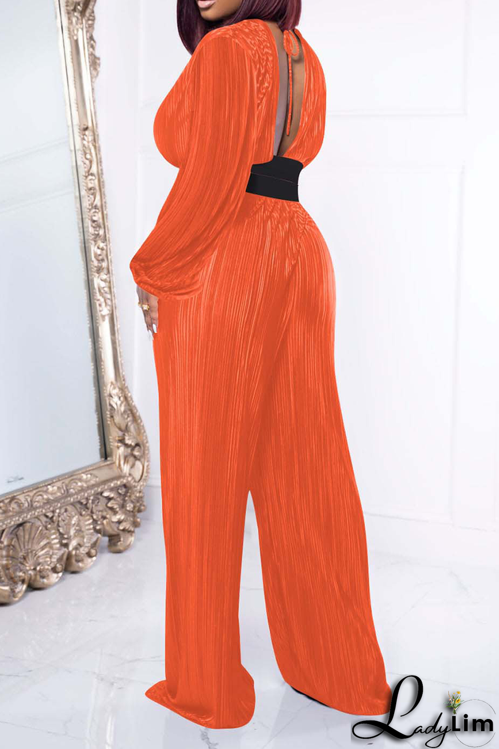 Black Casual Solid Backless V Neck Long Sleeve Two Pieces