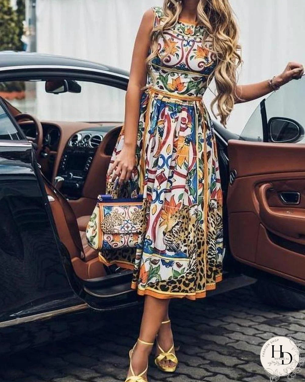 Women Elegant Sleeveless Printed Dresses