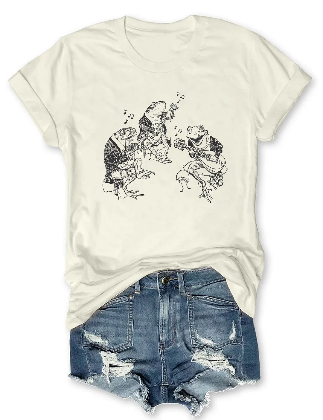 Frog Musicians 90s Retro T-shirt