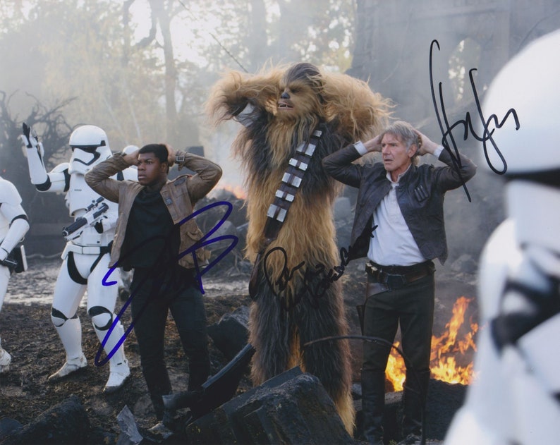 Harrison Ford, John Boyega & Peter Mayhew Signed Autographed Star Wars