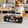 Wooden Pet Snack Storage Box with 3 Plastic Treat Jar Dog Food Storage Holder
