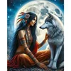 Diamond Painting-DIY Full Round Drill Girl Wolf(40*50CM)