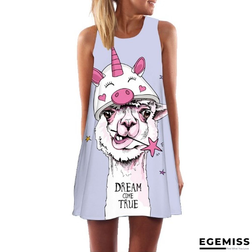 Digital Print Pullover Sleeveless Mid-length Skirt Sexy Dress | EGEMISS