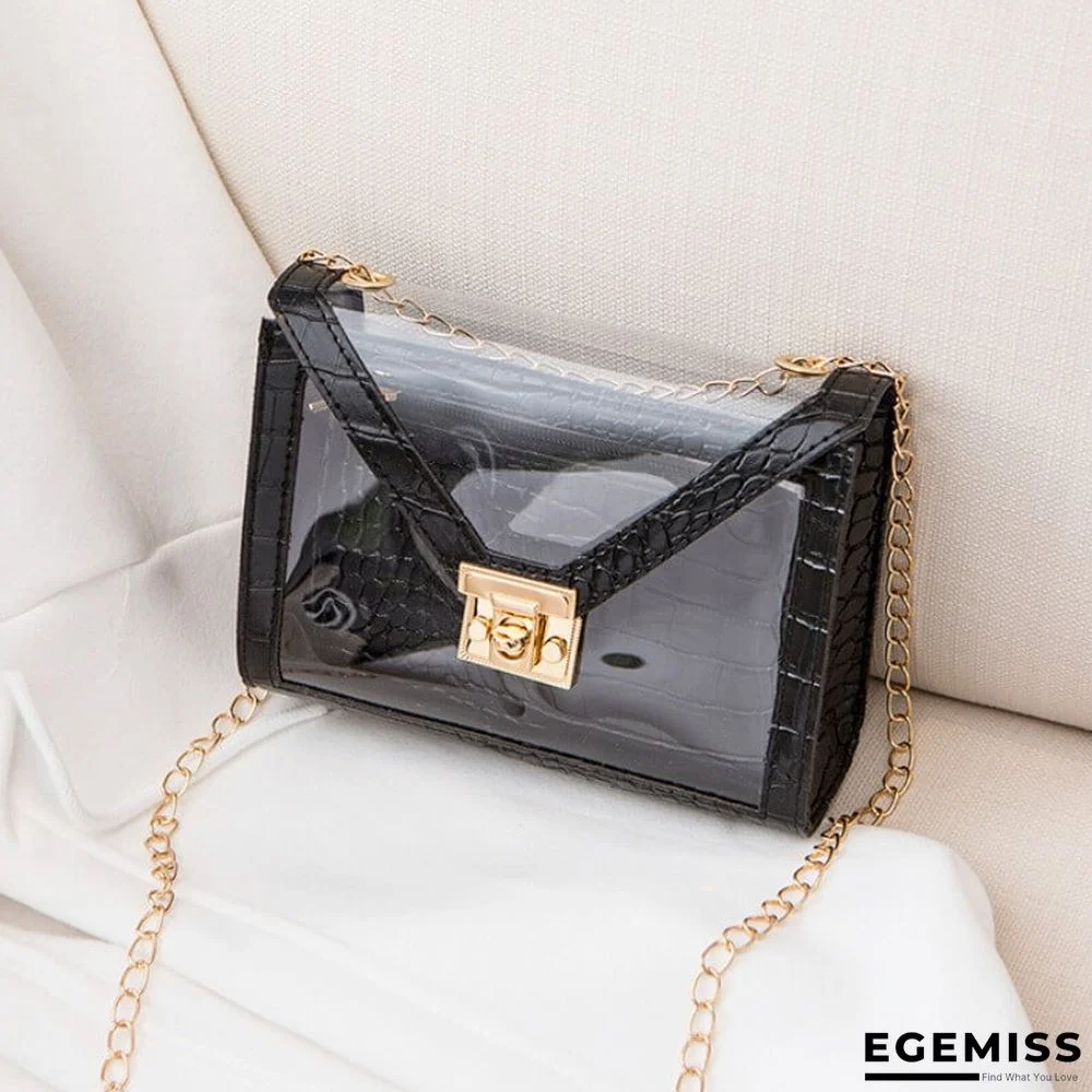 Black Fashion Casual Patchwork Chain Strap Crossbody Bag | EGEMISS