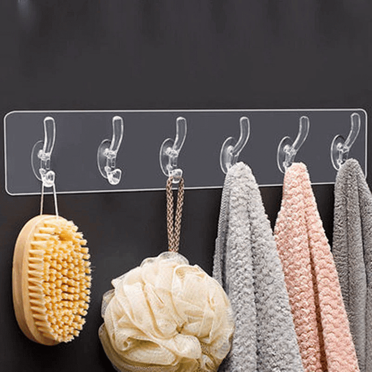 Multifunctional Transparent 6 Hooks ⚡ 