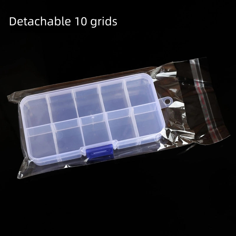 Ten Compartmentalized Plastic Storage Box Removable Jewelry Transparent Beaded Electronic Accessories Button Beaded Square Plastic Box