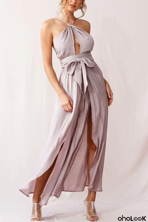 High Slit Backless Maxi Dress