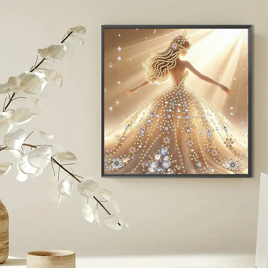 Diamond Painting - Partial Special Shaped Drill - Golden Fairy Gown(Canvas|30x30cm)