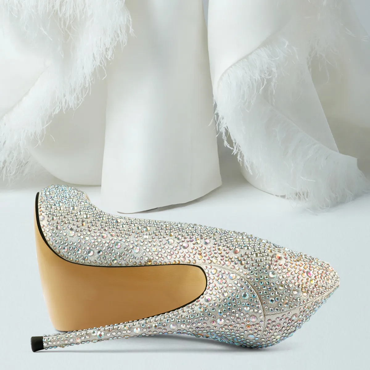 12cm/10CM Women's Classic Closed Pointed Toe Bridal Wedding Party  Shine Pumps