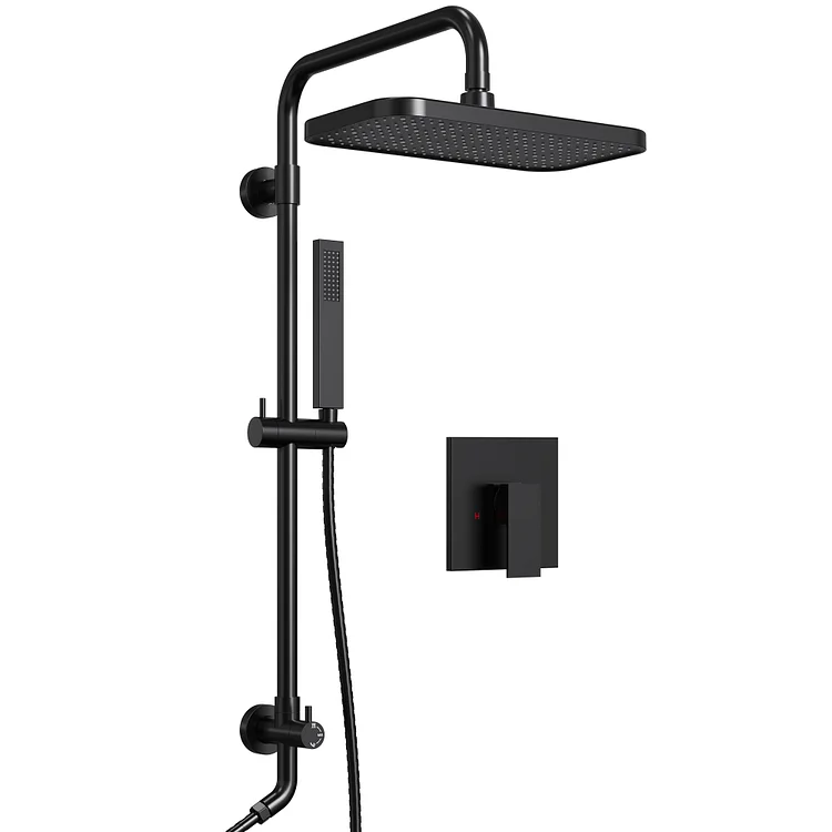 SFS-1097-BK9 The EVERSTEIN Square Pressure Balance Valve Shower Faucet Matte Black