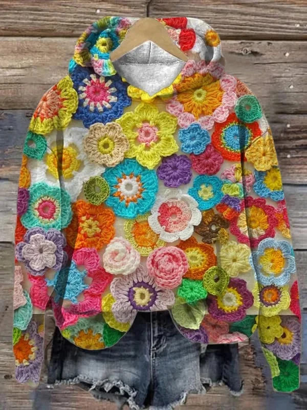 Women's Floral Graphic Print Hooded Sweatshirt