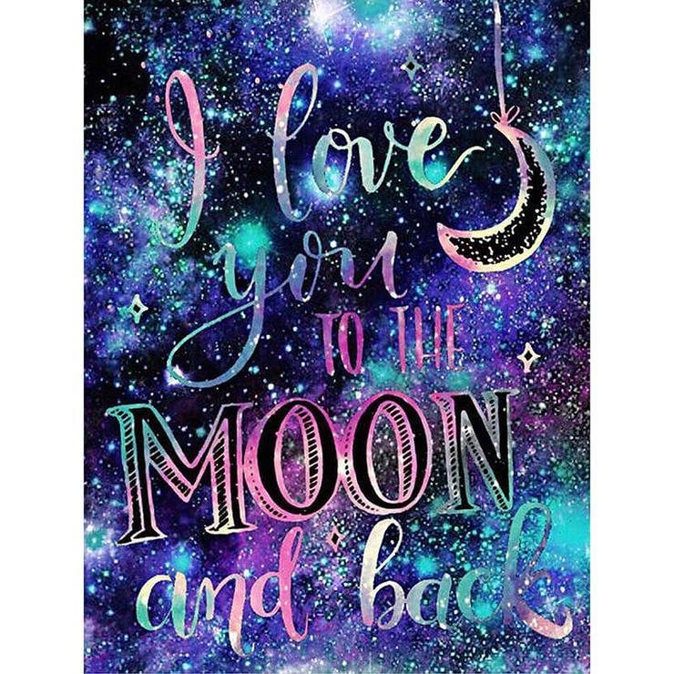 Full Round Diamond Painting I Love You To the Moon and Back