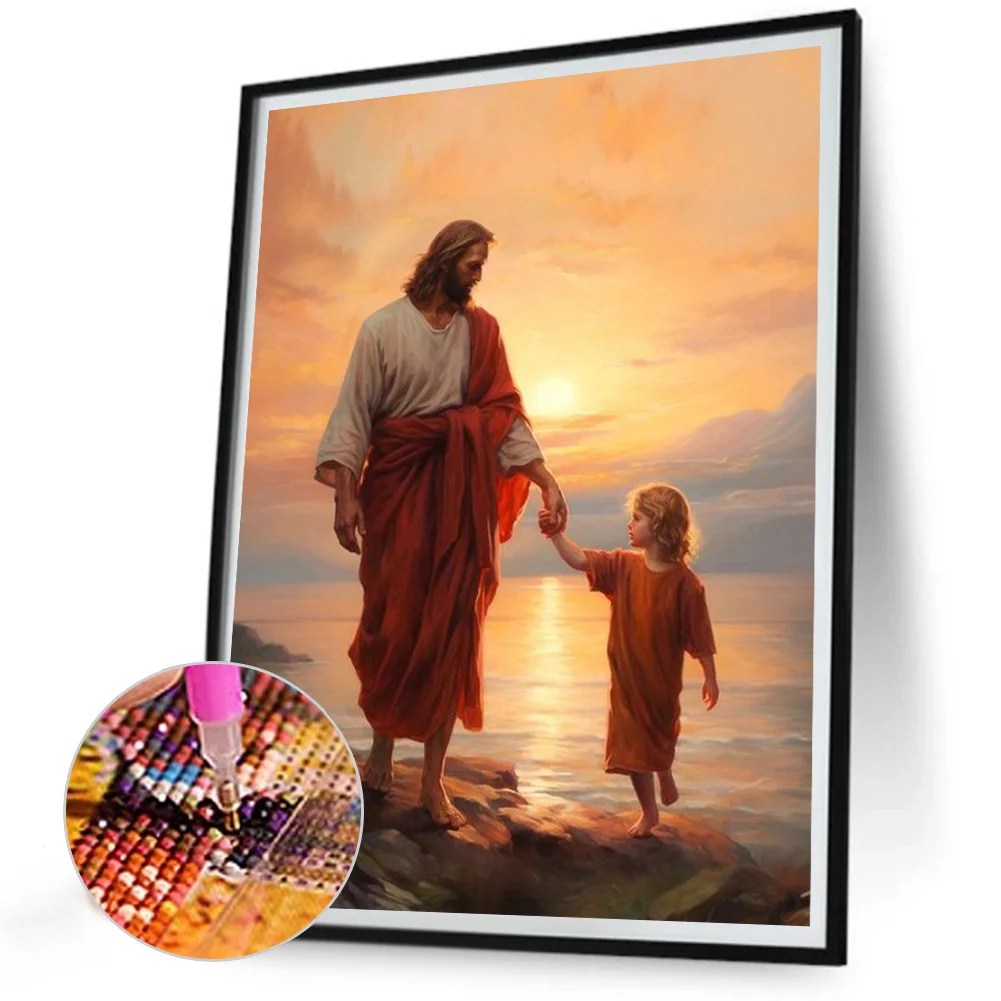 Diamond Painting - Full Round Drill - Sunset Jesus(Canvas|30*40cm)