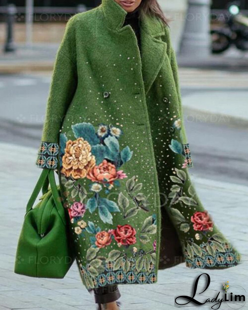Fall Women's Long Sleeve Turndown Collar Jacket Printed Coat