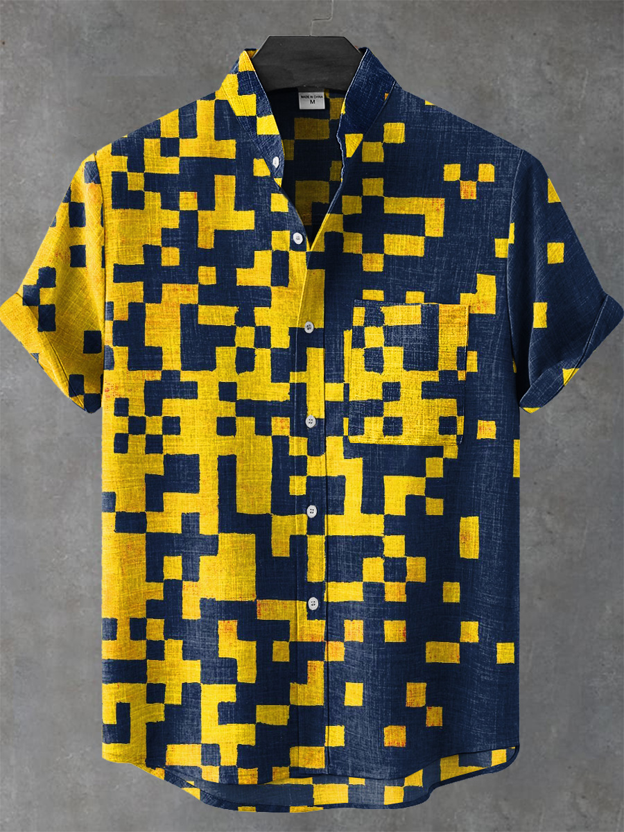 Gradient Squares Art Prints Casual 100% Cotton Shirt