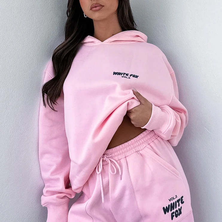 Fashion Sports LOGO Long Sleeve Pullover Hooded Sweatshirt Two Piece Set