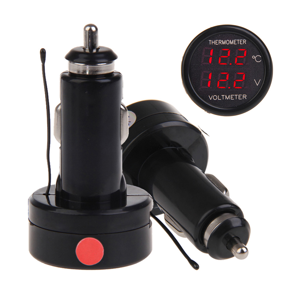 

12V 24V Car Truck Cigarette Lighter Socket Digital Thermometer Voltmeter, Red, 501 Original