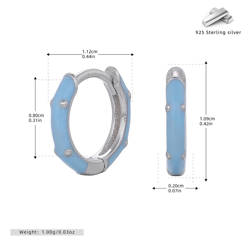 1 Pair 925 Sterling Silver Round Earrings