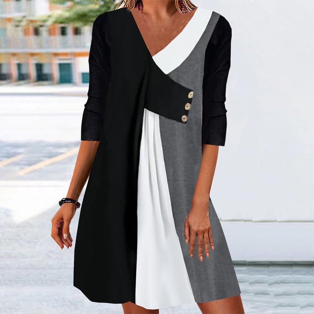 Black And White Color Block Mini Dress