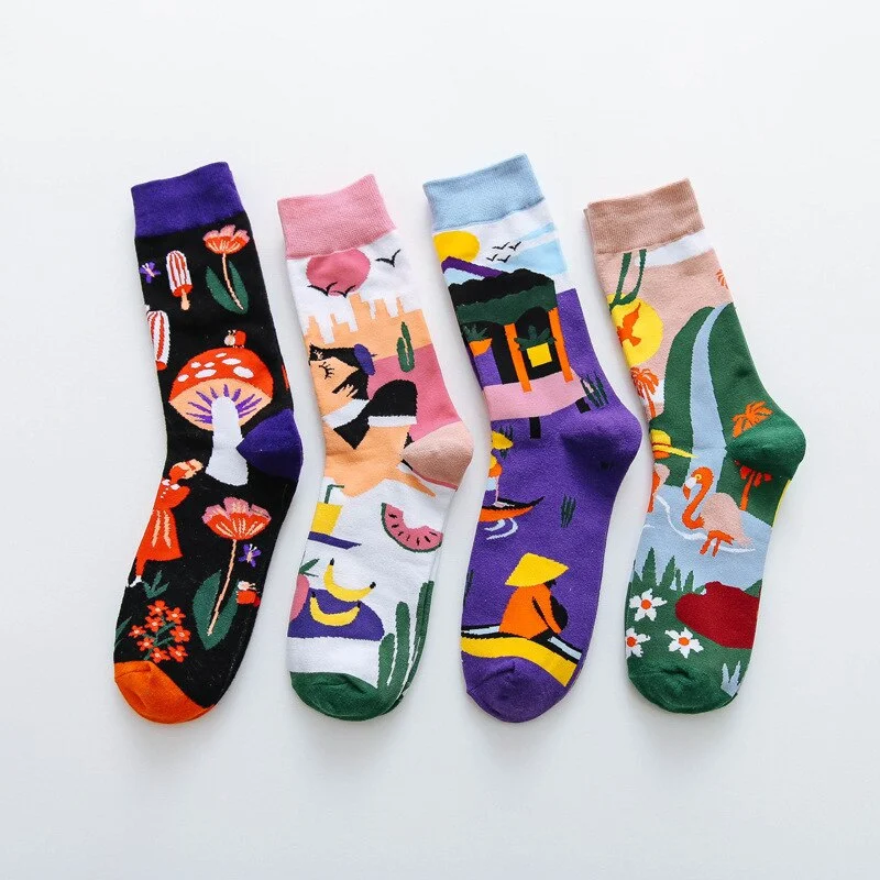 Kawaii Occident Fashion Colorful Print Socks SS2235